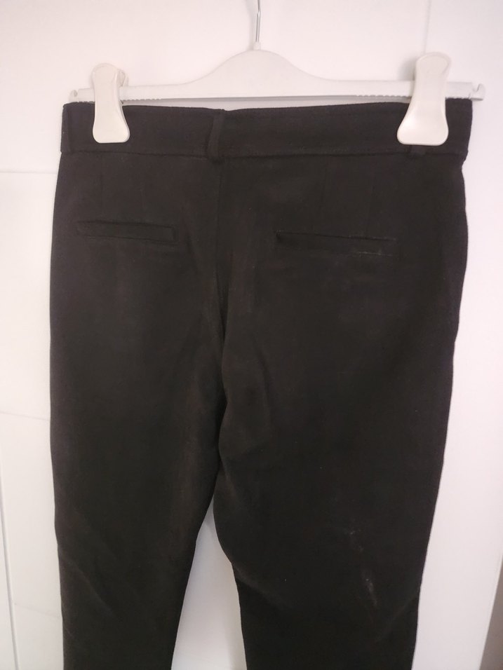 Siyah Süet Düğmeli Kadın Kumaş Pantolon - Görsel 4