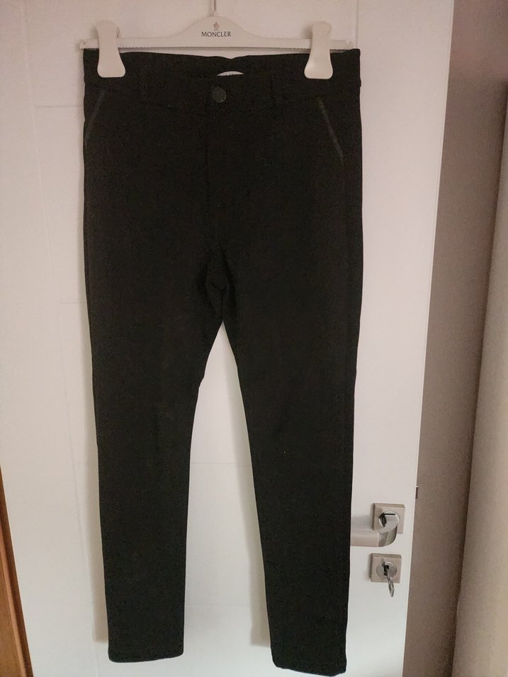 Siyah Süet Düğmeli Kadın Kumaş Pantolon - Görsel 3