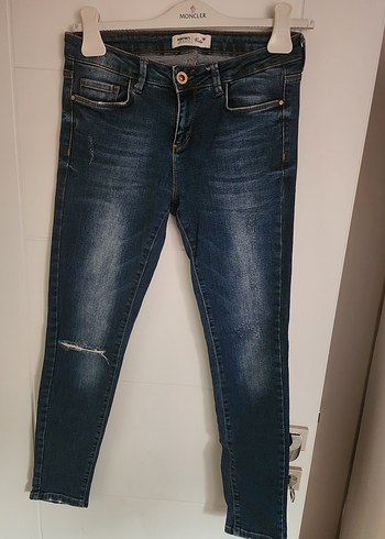 Düğmeli Koton Kadın Denim Jean - Görsel 3