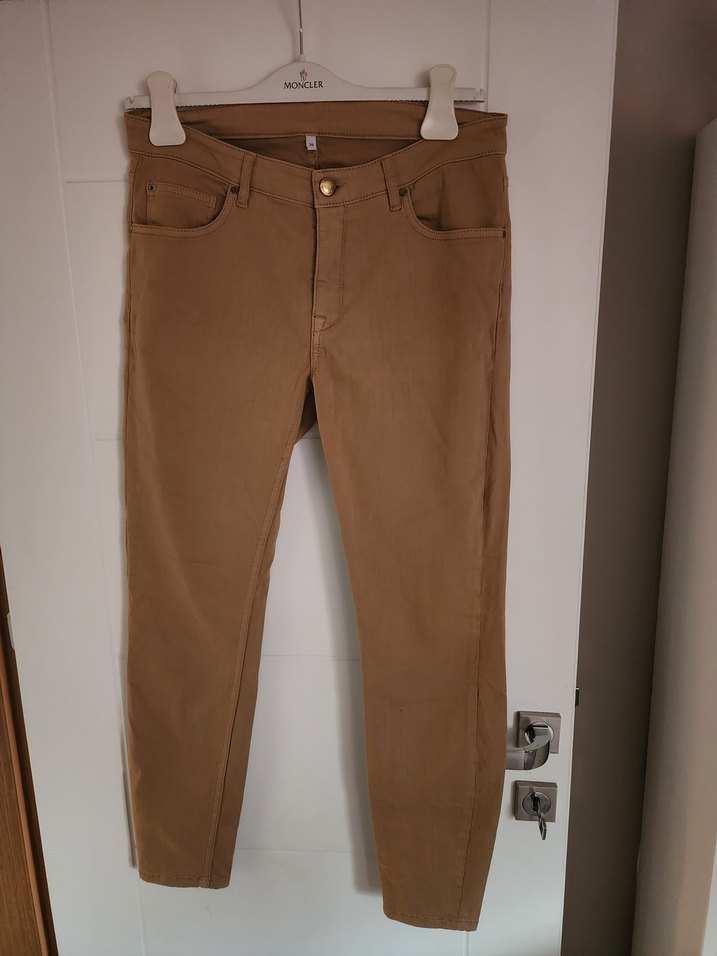 Bej Kadın Kumaş Düğmeli Pantolon - Görsel 2