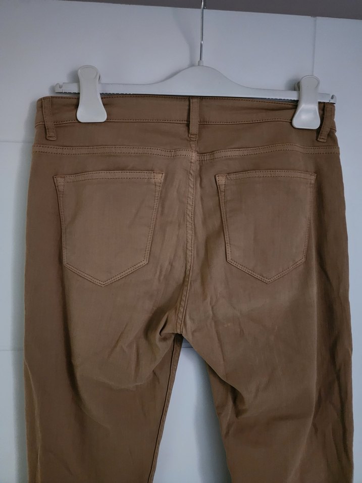 Bej Kadın Kumaş Düğmeli Pantolon - Görsel 3