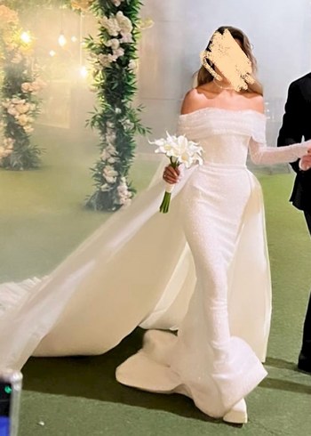 Özel Dikim Carmen Yaka Denizkızı Gelinlik