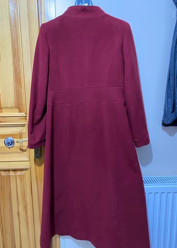 Bordo Düğmeli Uzun Kaşe - Görsel 3