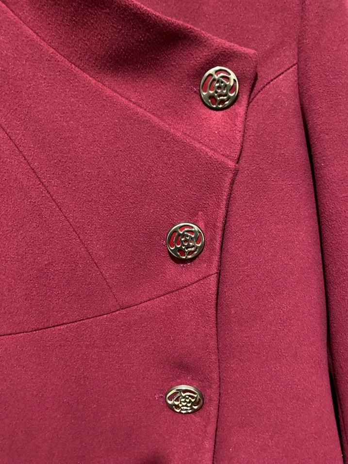 Bordo Düğmeli Uzun Kaşe - Görsel 2