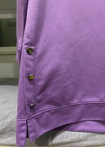 Mor Düğmeli Uzun Kollu Kadın Tunik - Görsel 2