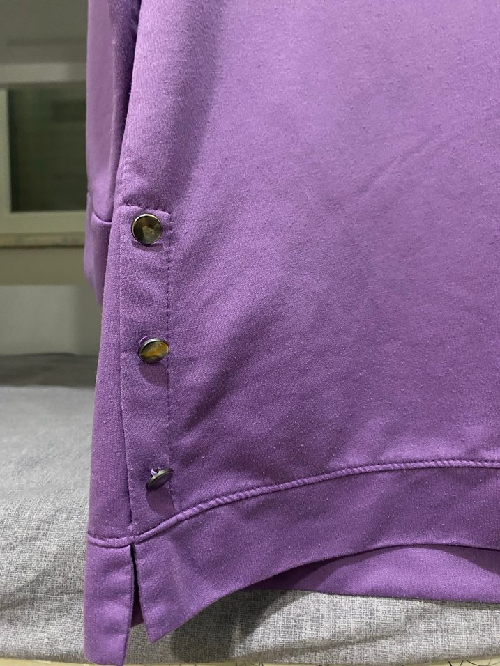 Mor Düğmeli Uzun Kollu Kadın Tunik - Görsel 2