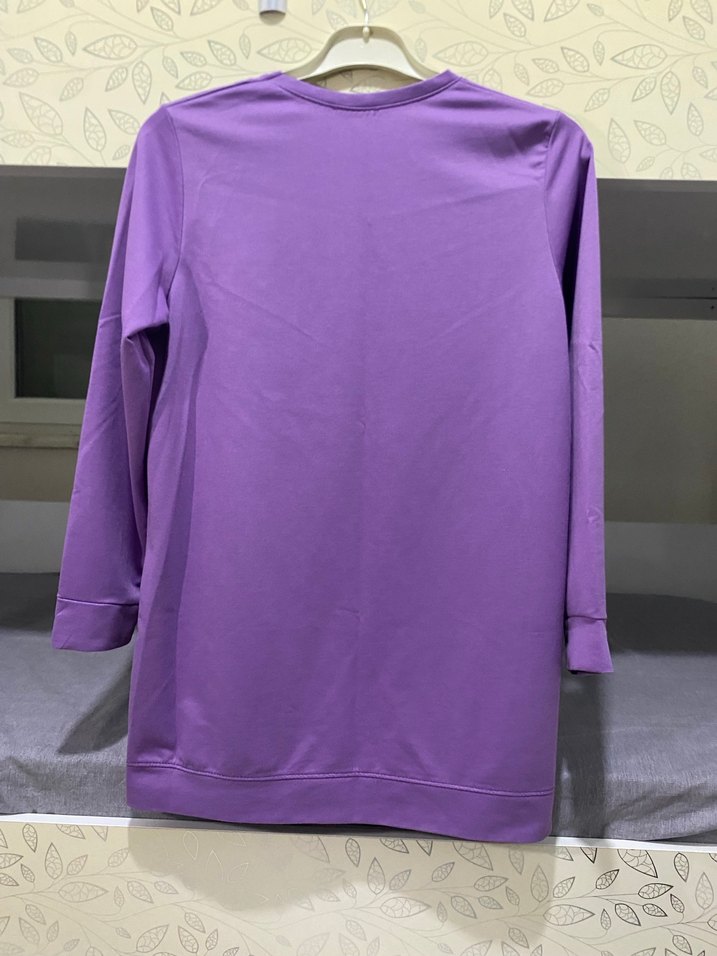 Mor Düğmeli Uzun Kollu Kadın Tunik - Görsel 3