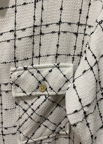 Beyaz Kareli Kadın Gömlek - Görsel 3