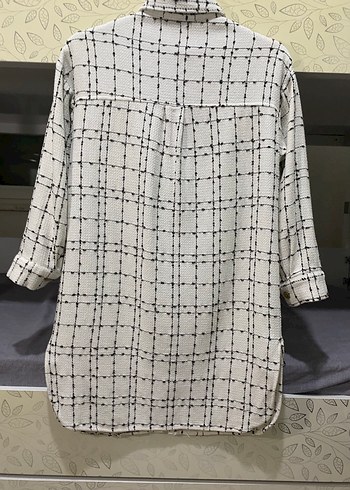 Beyaz Kareli Kadın Gömlek - Görsel 4