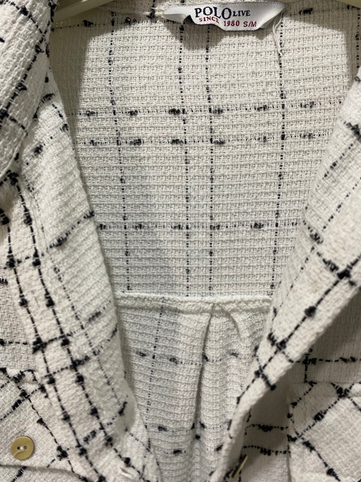 Beyaz Kareli Kadın Gömlek - Görsel 5