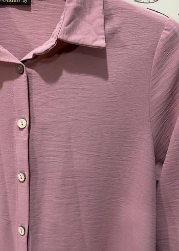 Pembe Uzun Kollu Düğmeli Tunik - Görsel 2