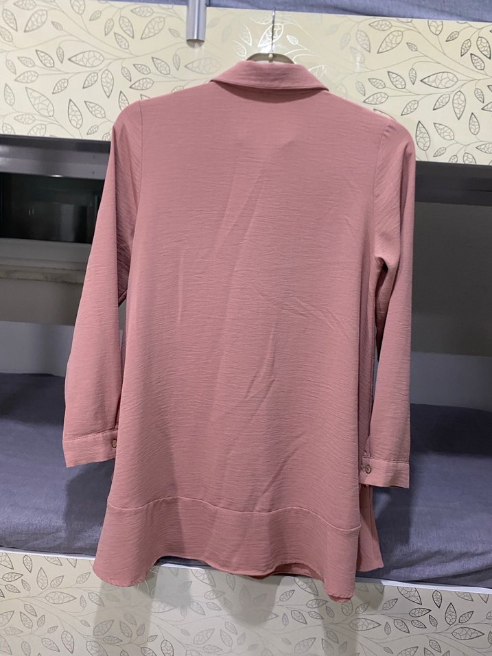 Pembe Uzun Kollu Düğmeli Tunik - Görsel 4