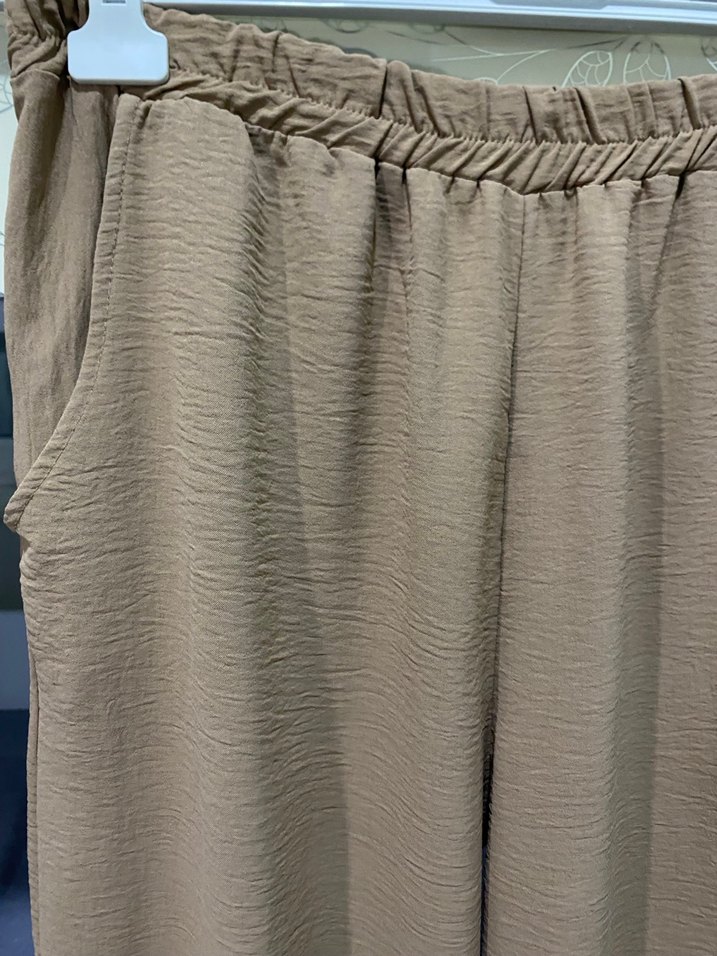 Bej Keten Rahat Kadın Pantolon - Görsel 2