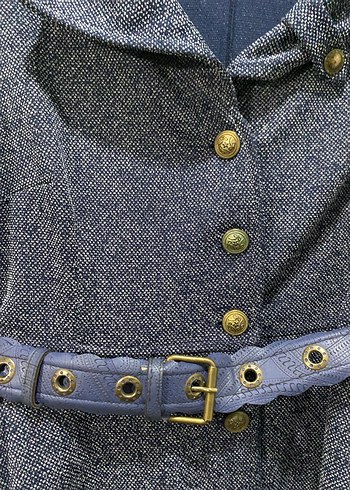 Düğmeli Uzun Lacivert Ceket - Görsel 3