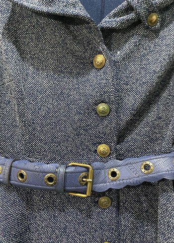 Düğmeli Uzun Lacivert Ceket - Görsel 2