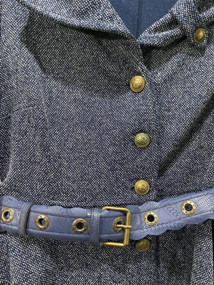 Düğmeli Uzun Lacivert Ceket - Görsel 3