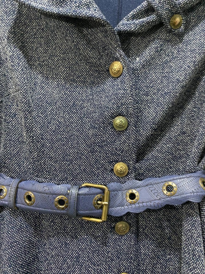 Düğmeli Uzun Lacivert Ceket - Görsel 2