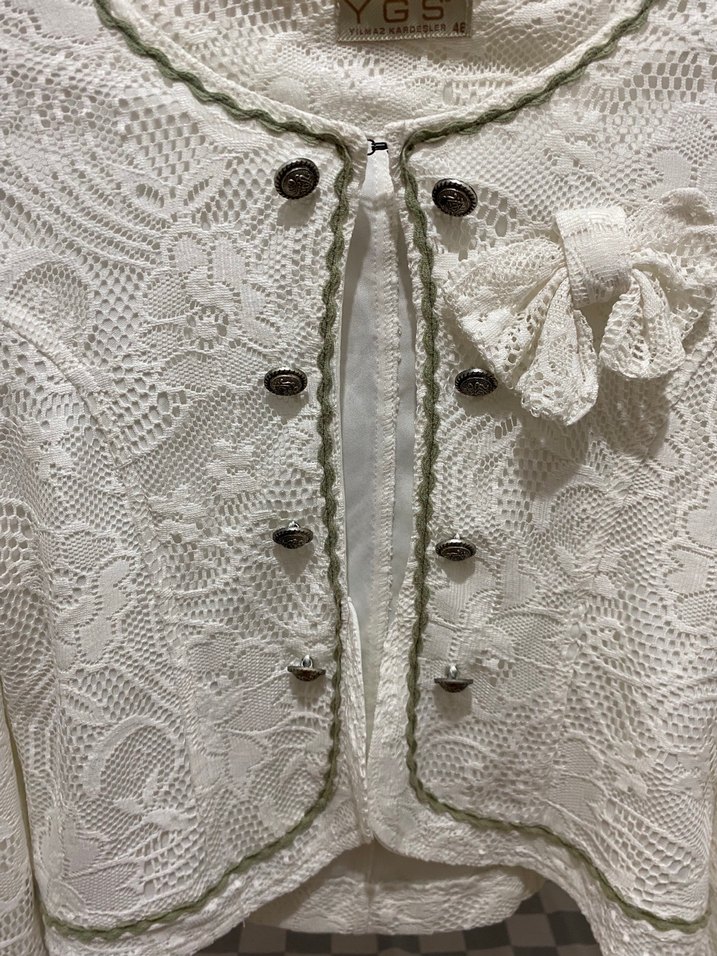 Kadın Beyaz Dantel İşlemeli Bolero - Görsel 2