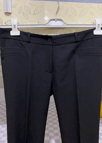 Siyah Normal Boy Kadın Kumaş Pantolon - Görsel 2