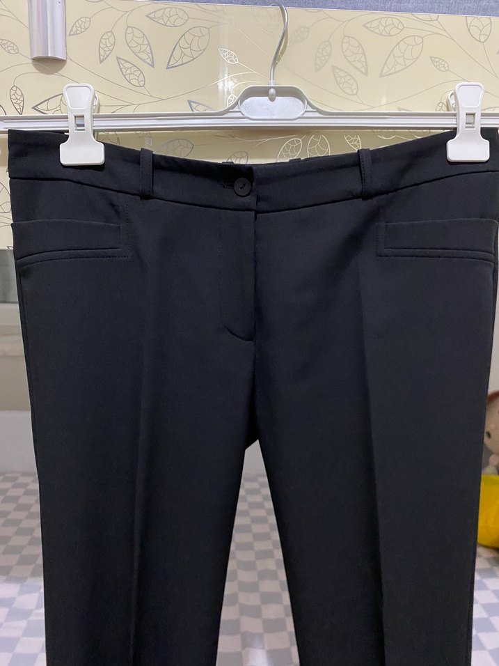 Siyah Normal Boy Kadın Kumaş Pantolon - Görsel 2