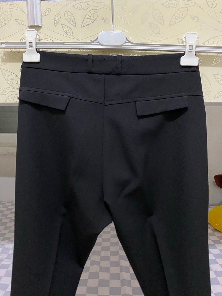 Siyah Normal Boy Kadın Kumaş Pantolon - Görsel 3