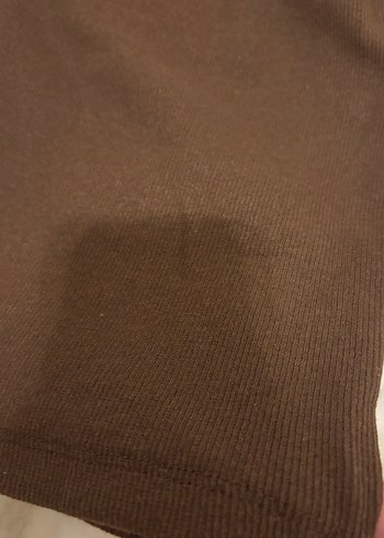 s Beden kahverengi Renk Tek kol kadın triko bluz