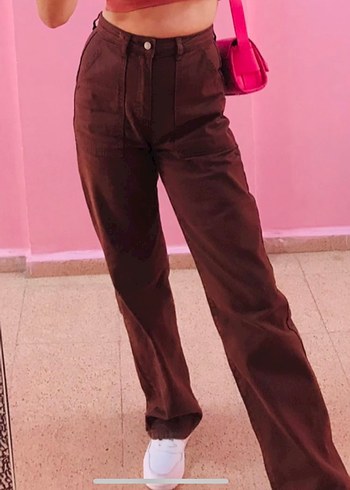 Kadın Kahverengi Bol Kesim  Pantolon - Görsel 2