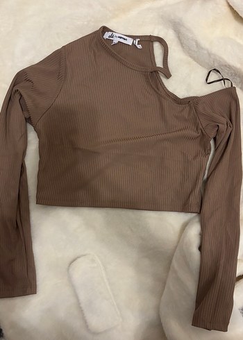 Kahverengi Uzun Kollu Kadın Bluz - Görsel 2