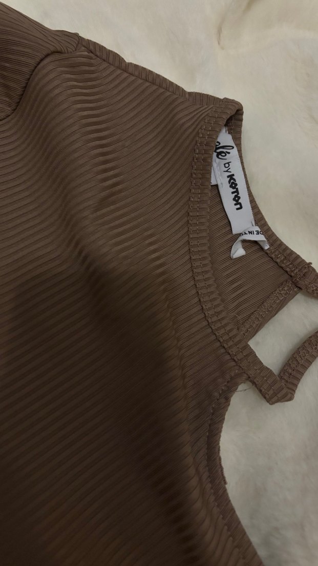 Kahverengi Uzun Kollu Kadın Bluz - Görsel 4