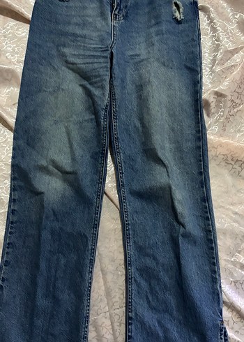 Kemer Detaylı Lacivert Bol Kesim Kadın Jean - Görsel 3