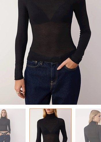 Siyah Balıkçı Yaka Kadın Bluz - Görsel 2