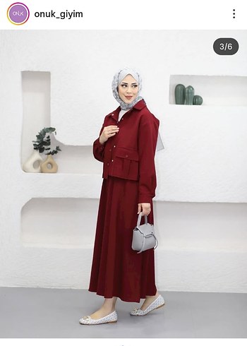 Bordo Uzun Salaş Elbise - Görsel 4