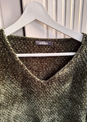 Yeşil V Yaka Örgü Kadın Kazak - Görsel 2