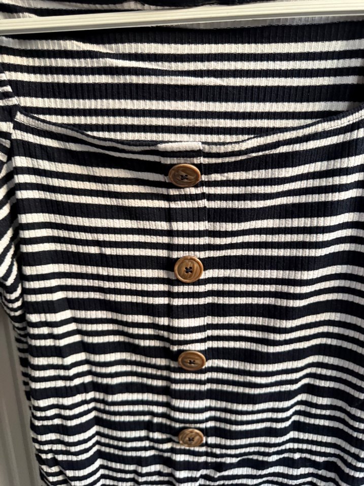 Düğmeli Çizgili  Bluz - Görsel 2