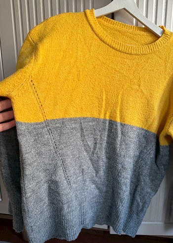 Sarı Gri Triko Kadın Kazak - Görsel 2