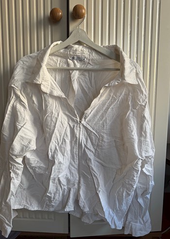 Beyaz Keten Kadın Gömlek Salaş - Görsel 2