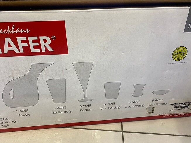 Beden beyaz Renk Scahfer 6lı Bardak seti