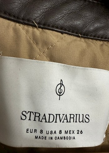 Stradivarius Stradivarius Düğmeli Bej Deri Kadın Ceket