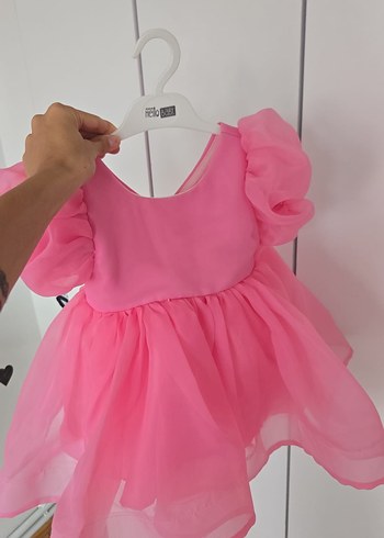 Pembe Fırfırlı Kız Çocuk Elbise