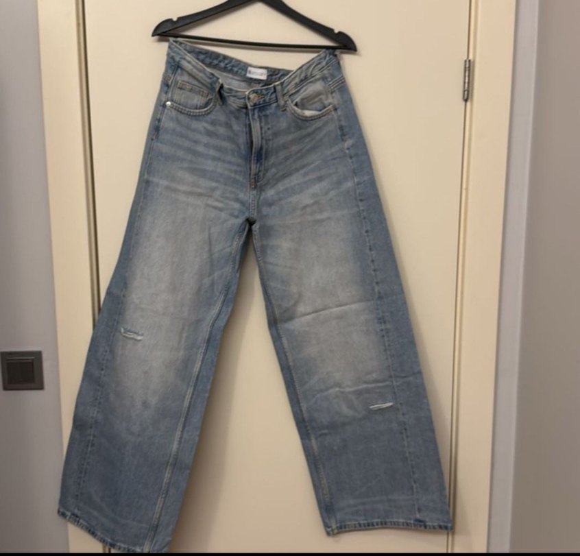 Kadın Mavi Bol Kesim Denim Jean - Görsel 2