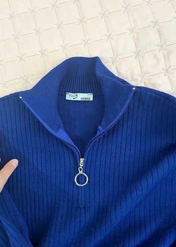 Mavi Uzun Kollu Triko Elbise - Görsel 3