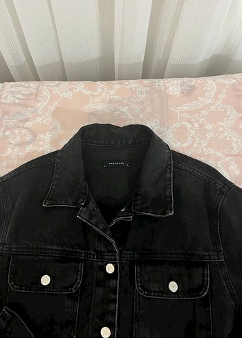 Siyah Denim Kadın Midi ceket - Görsel 3