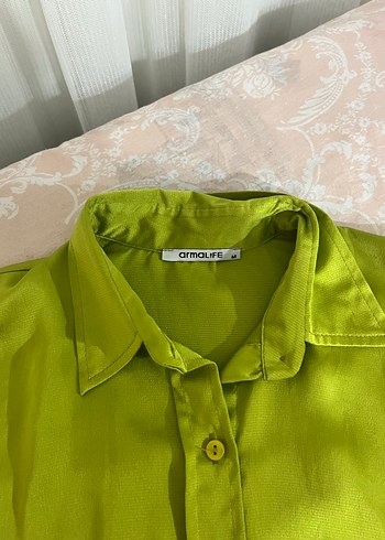 Parlak Yeşil Kadın Uzun Kollu Gömlek - Görsel 2