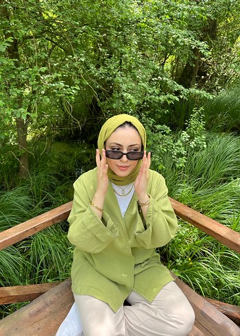 Onden baglamali yesil tunik - Görsel 3