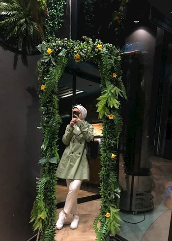 Kadın Haki Uzun Drapeli Trençkot - Görsel 2