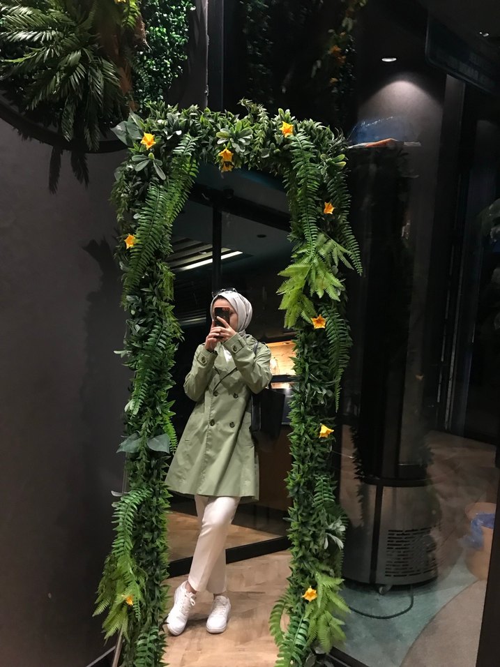 Kadın Haki Uzun Drapeli Trençkot - Görsel 2