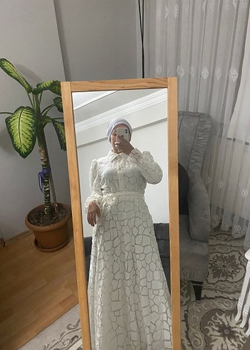 Abiye Dantel Detaylı Beyaz Bohem Uzun Elbise