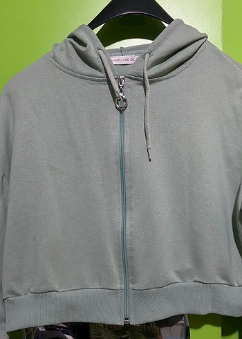 açık yeşil Fermuarlı Kadın Sweatshirt
