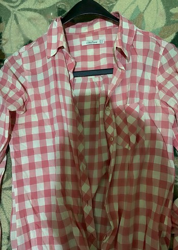 Pembe Kareli Pamuklu Uzun Kollu Gömlek