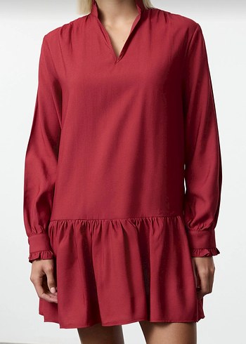 Trendyol & Milla Bordo Keten Bohem Tunik